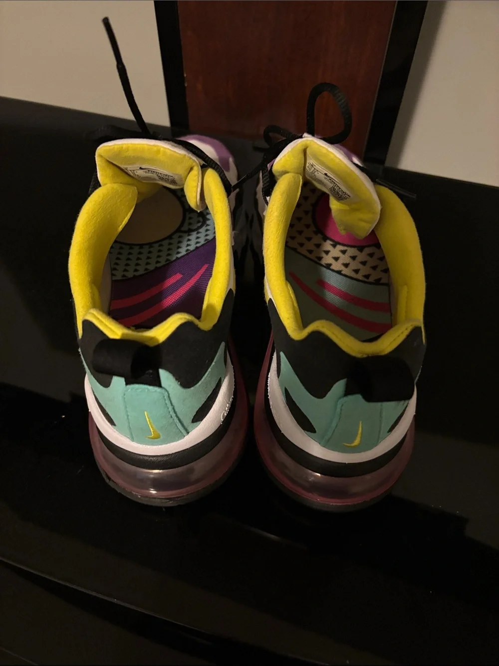 Nike Women’s Air Max React 270 White Yellow Purple Casual Sneakers